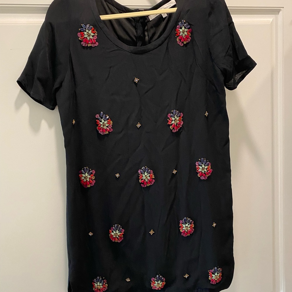 Lovers + Friends Black Embellished Shift Dress, Size M.